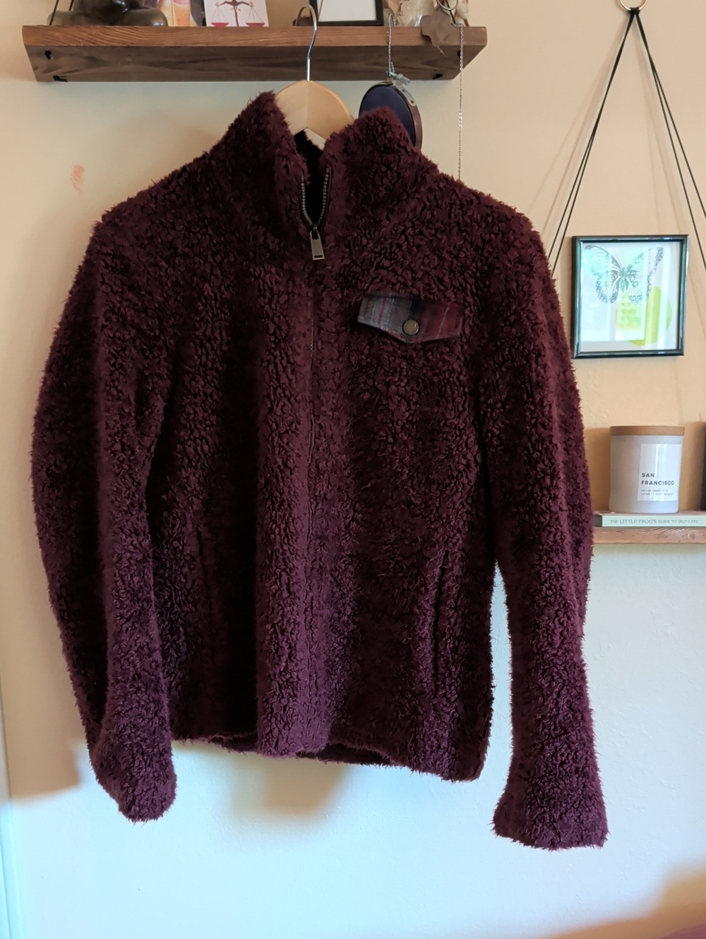 Pendleton Burgundy Teddy Sherpa Zip Jacket
